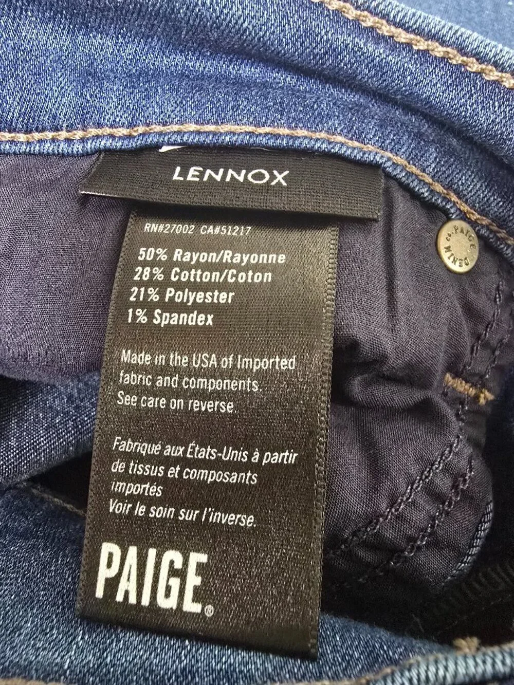 PAIGE Lennox Slim Jeans Size 31 Medium Wash Denim Men